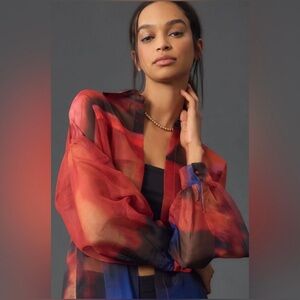 Anthropologie Sheer Printed Kimono NWOT